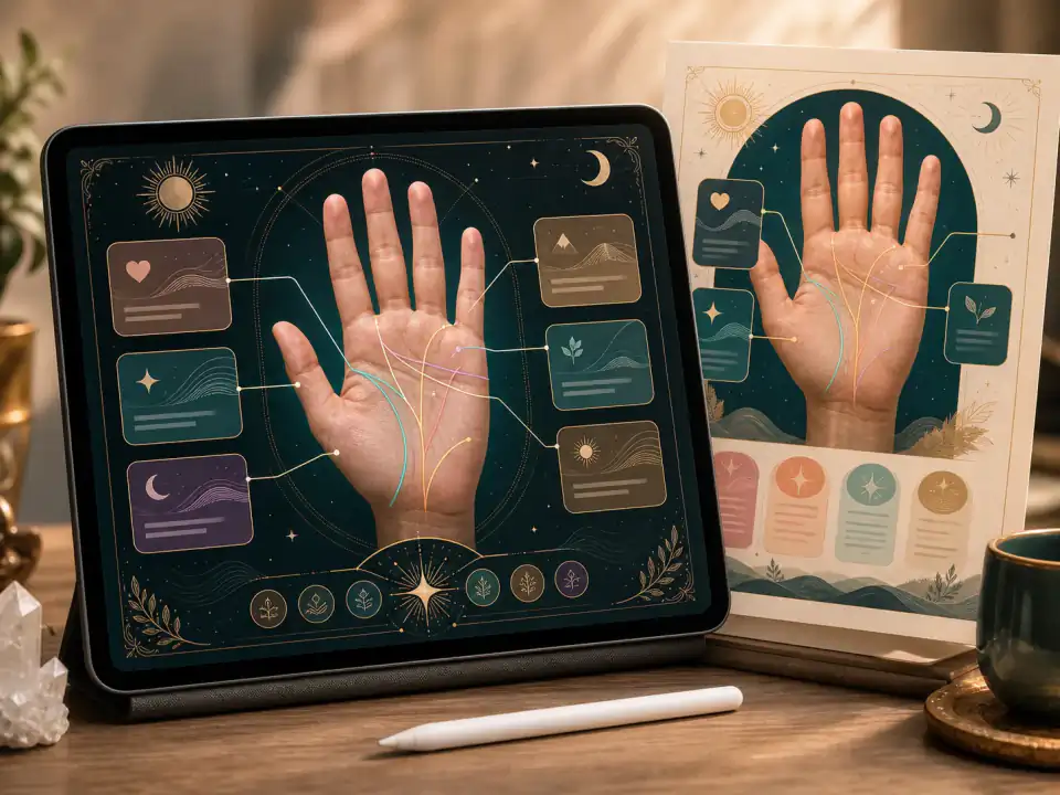 Annotated AI palm reading poster output
