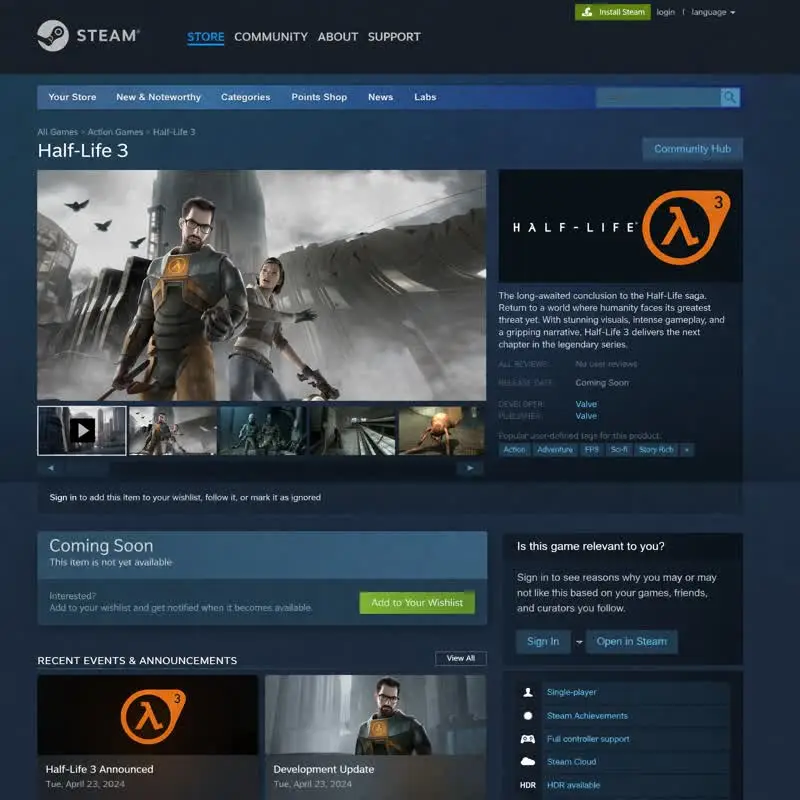 GPT Image 生成逼真的 Steam 游戏商店页面截图