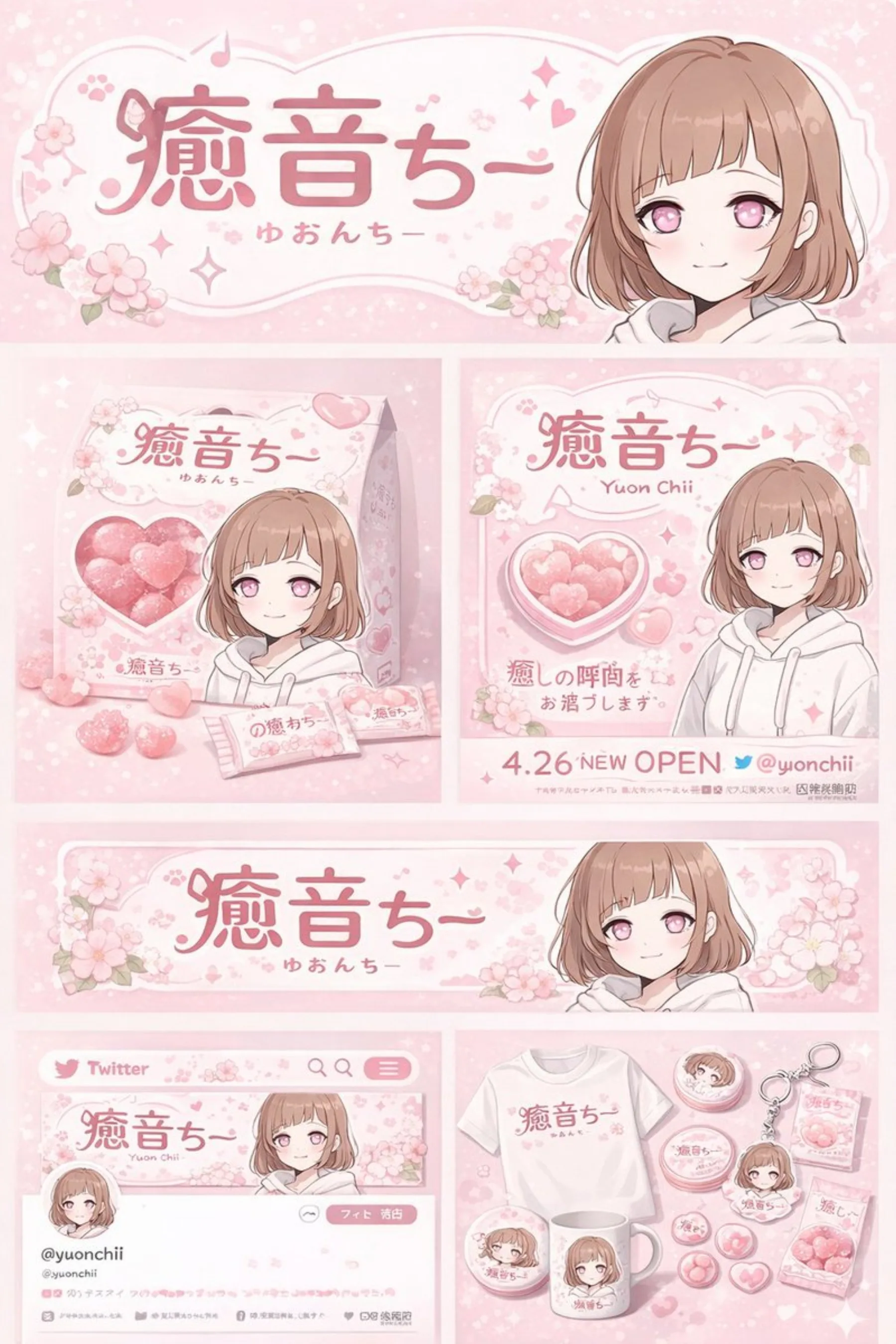 Anime Character Brand Identity & Merch Board example output