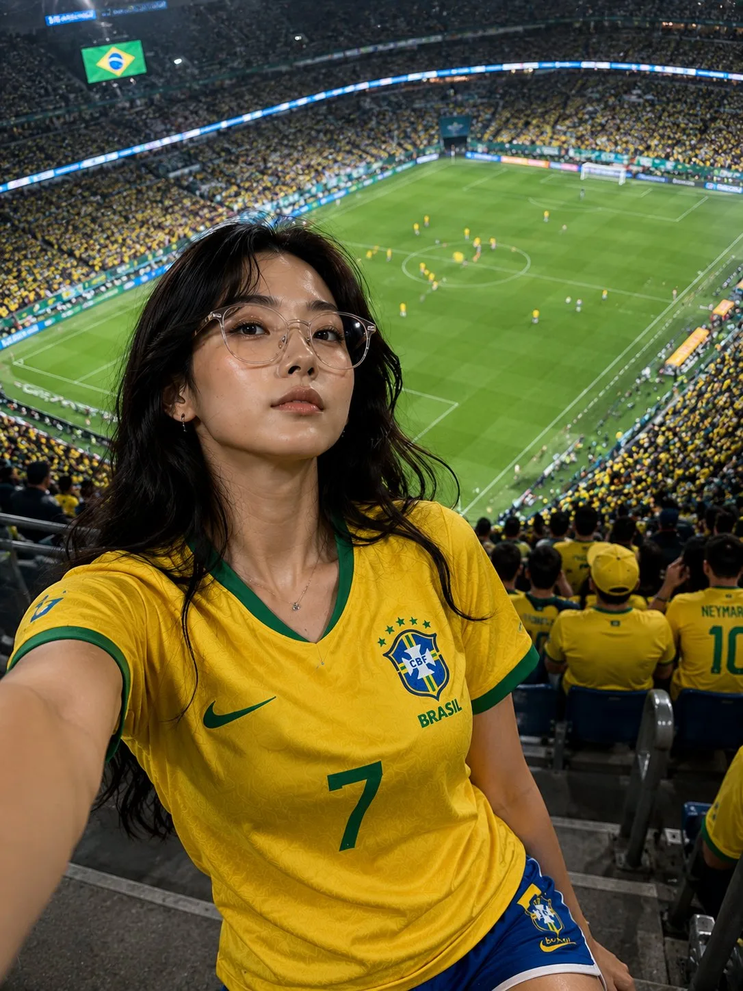 Brazil Fan Girl Upper Stands Candid generated image example 2