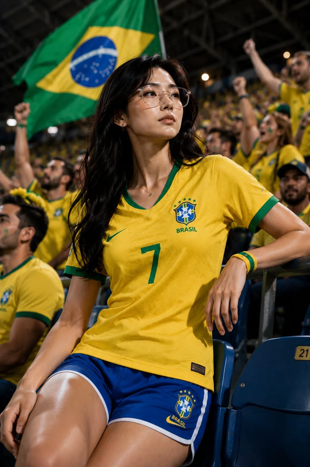 Brazil Fan Girl Upper Stands Candid generated image example 3