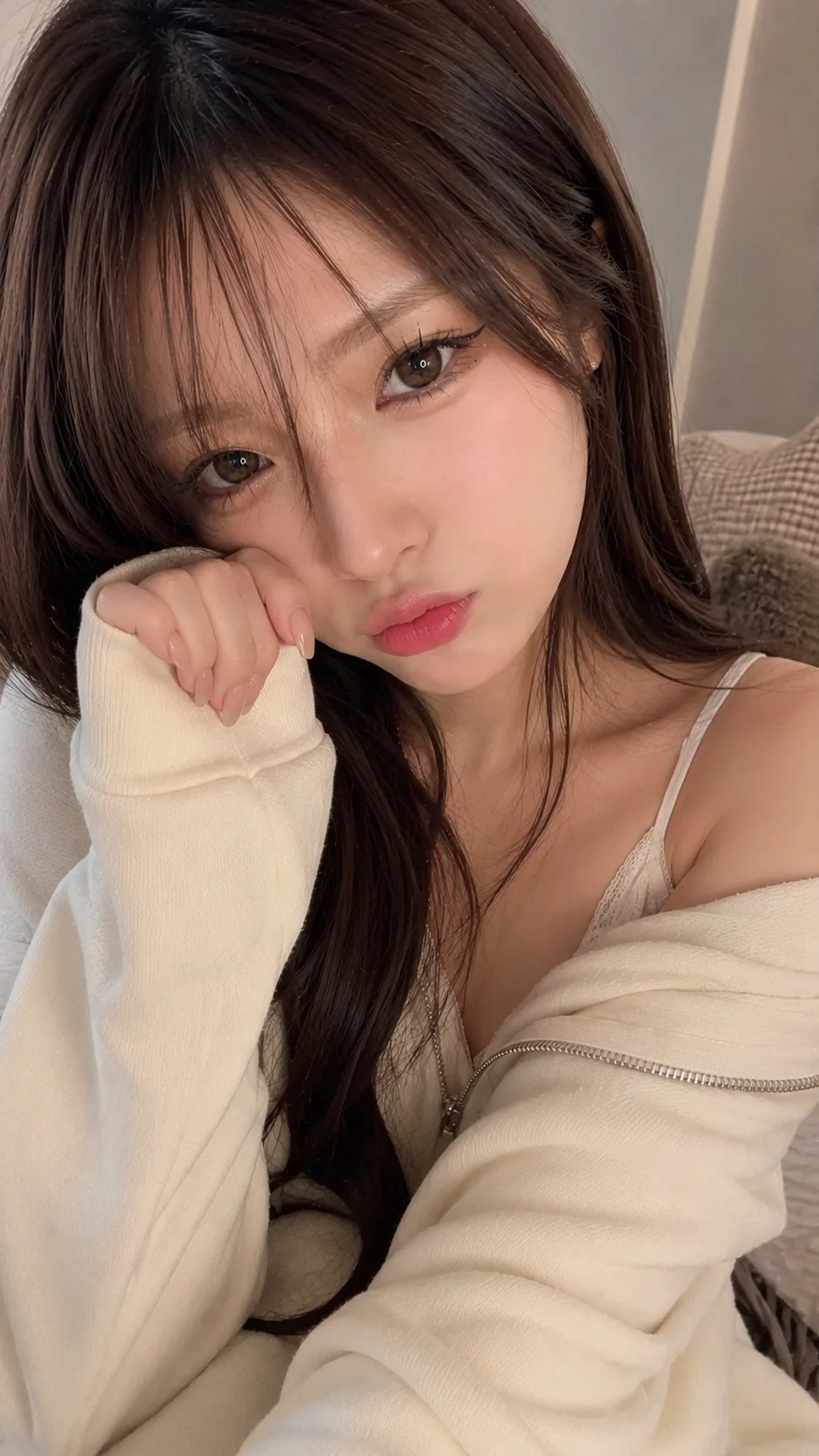 Cozy Hoodie Close Up Selfie generated image example 4
