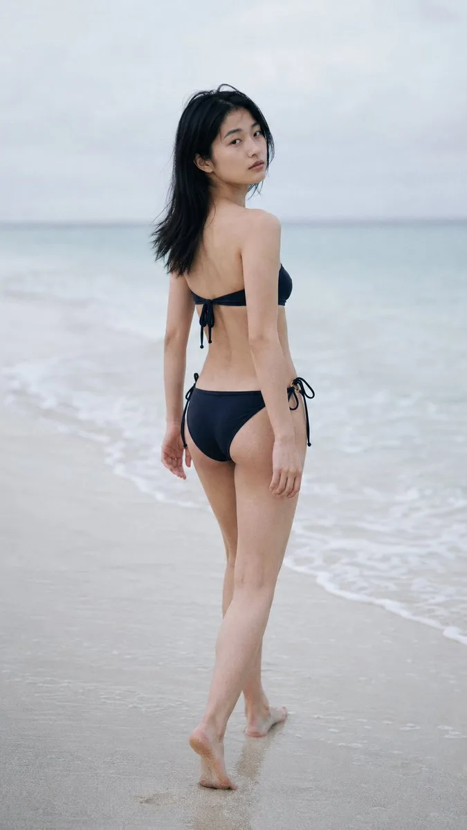 Early Morning Swimwear Magazine Spread generated image example 3