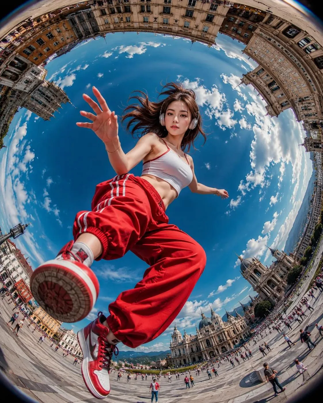 Ultra Realistic Action Photography Extreme Fisheye Lens 8mm Worm generated image example