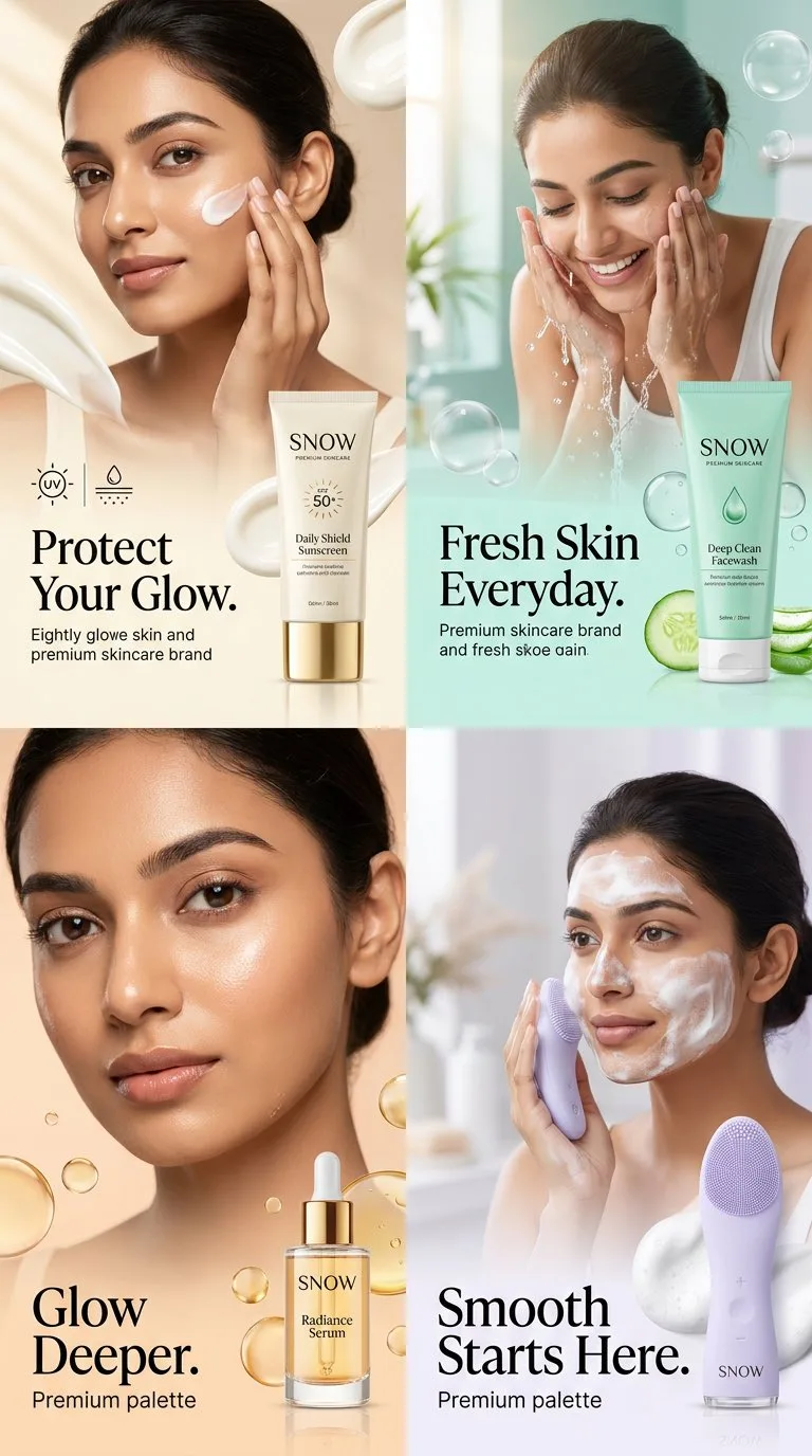 Four Panel Indian Skincare Campaign generated image variant 2