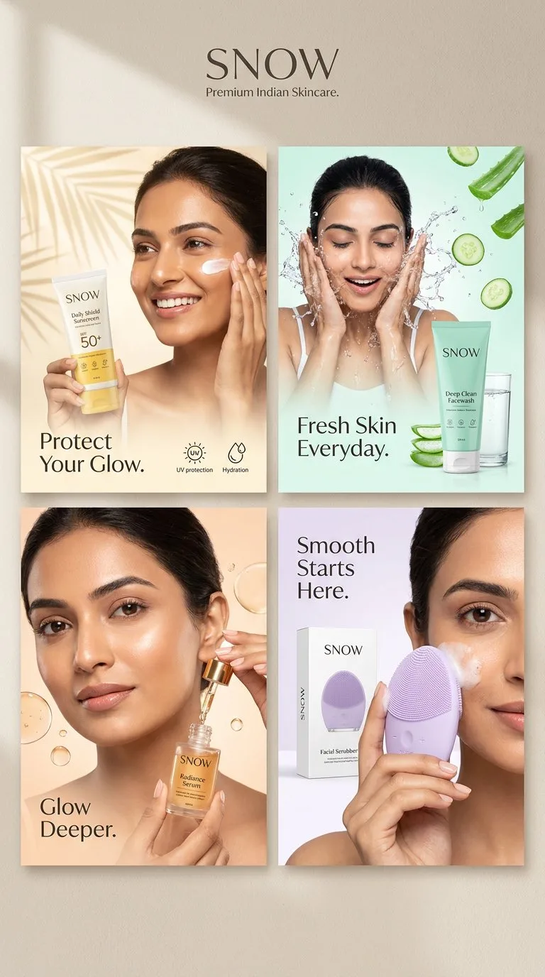 Four Panel Indian Skincare Campaign generated image variant 3