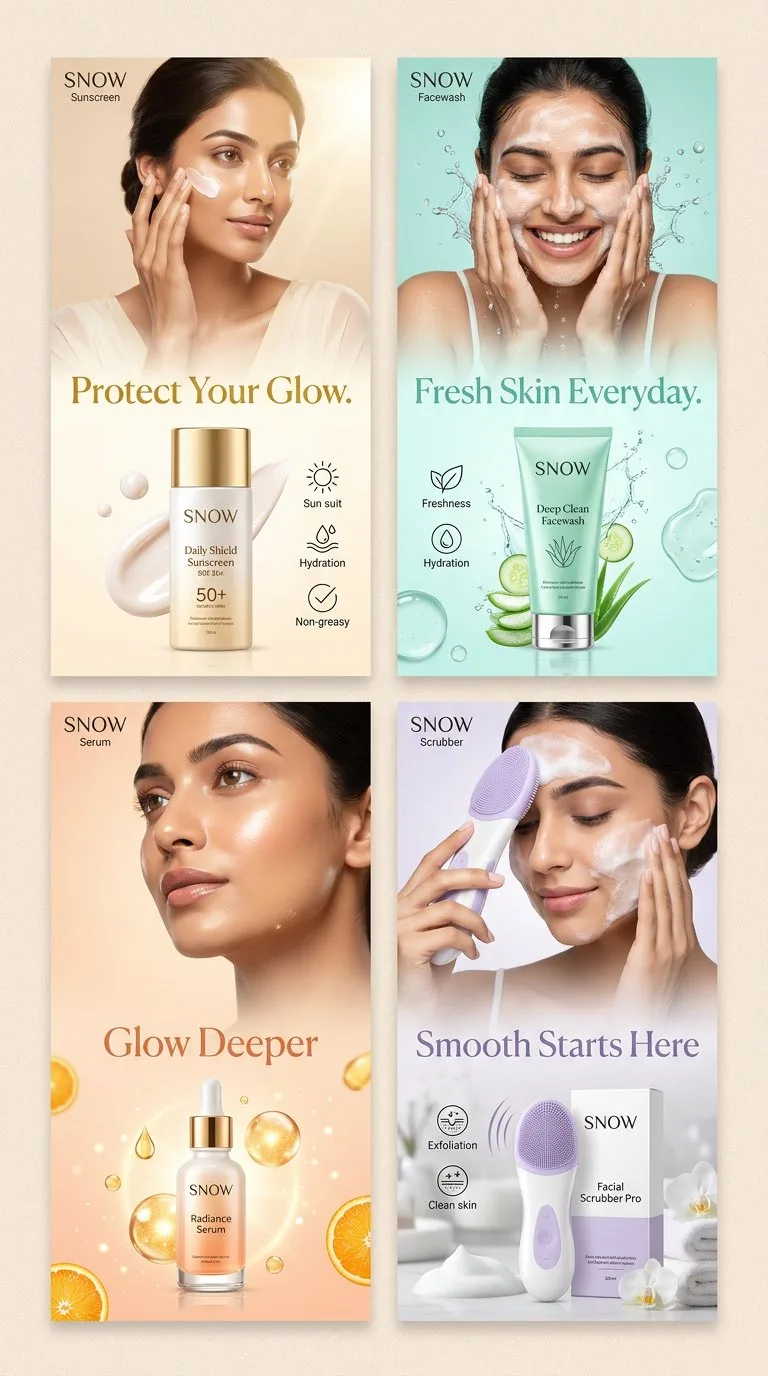 Four Panel Indian Skincare Campaign generated image variant 4