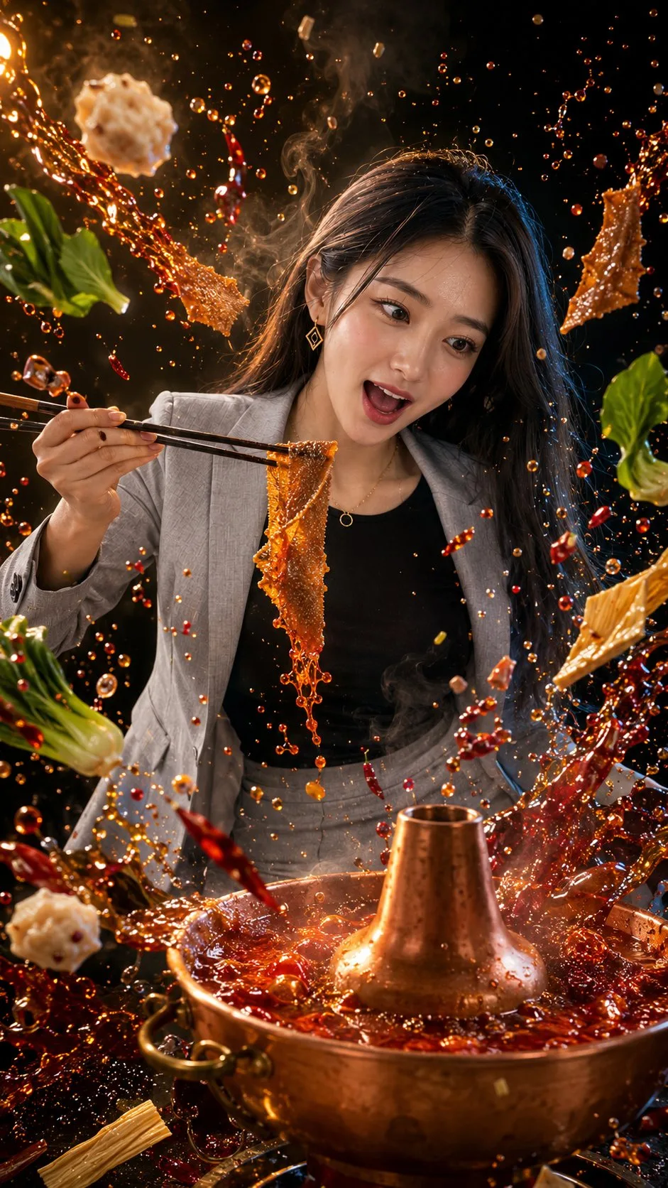Frozen Beef Noodle Splash Food Portrait generated image variant 2