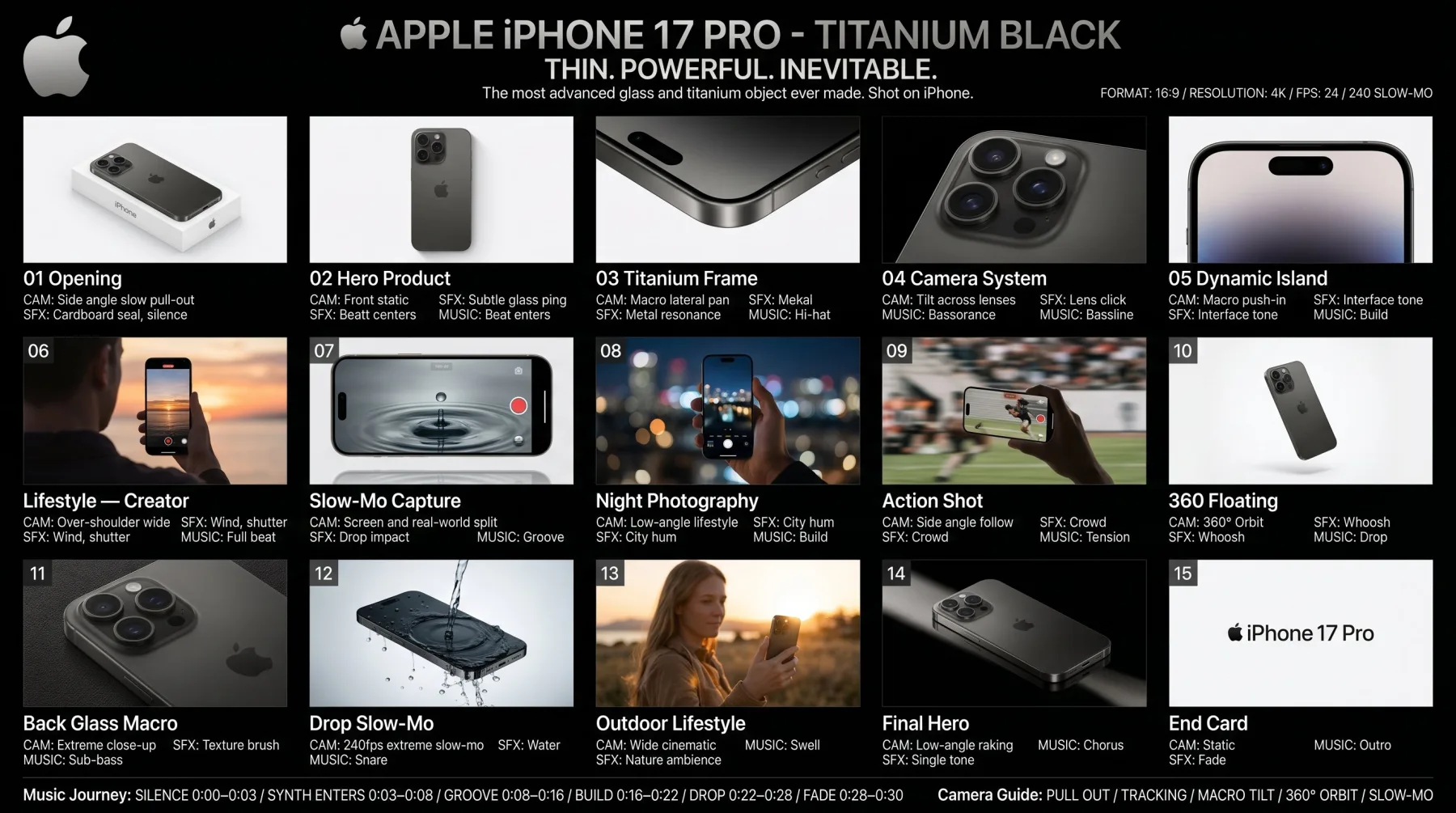 iPhone 17 Pro Commercial Storyboard generated image example