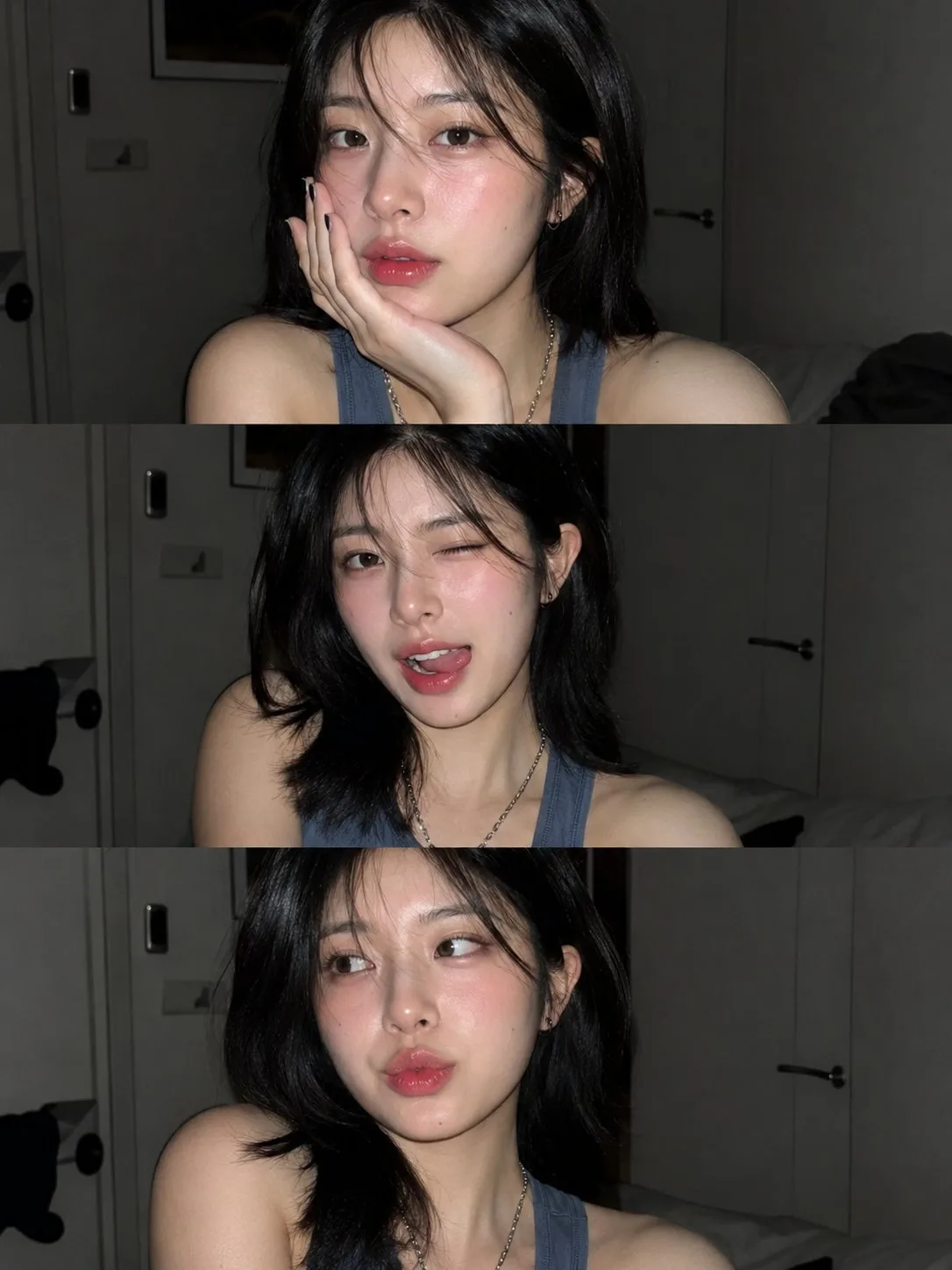 Late Night Bedroom Flash Selfie Collage generated image example