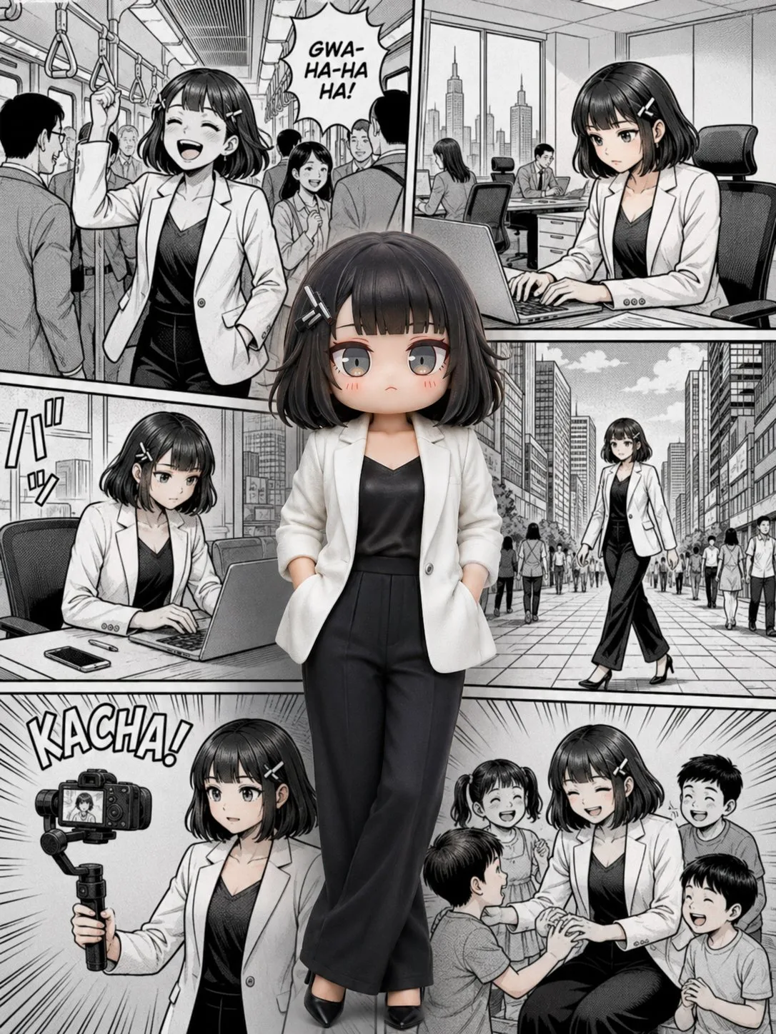 Manga Collage Professional Woman Portrait generated image example