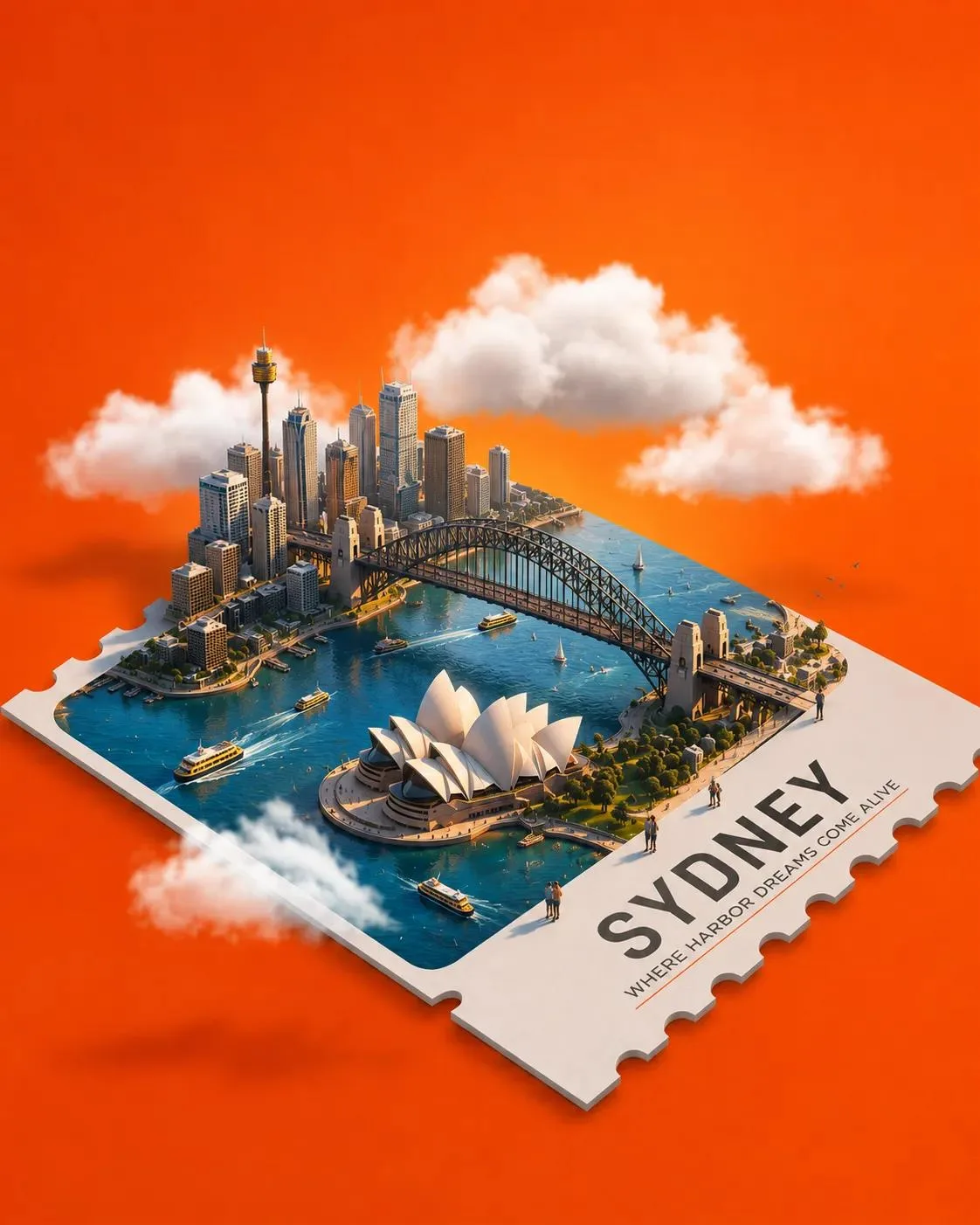 Miniature Travel Stamp Diorama Poster generated image example