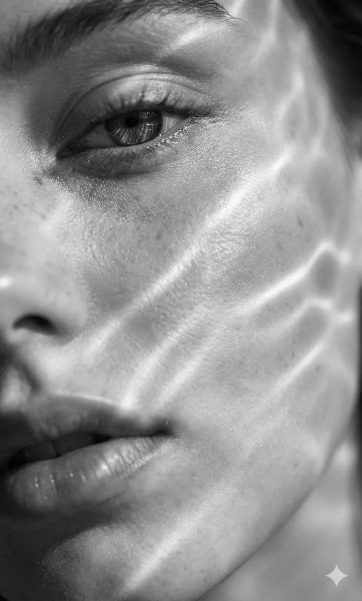 Monochrome ripple light macro portrait generated image variant 2