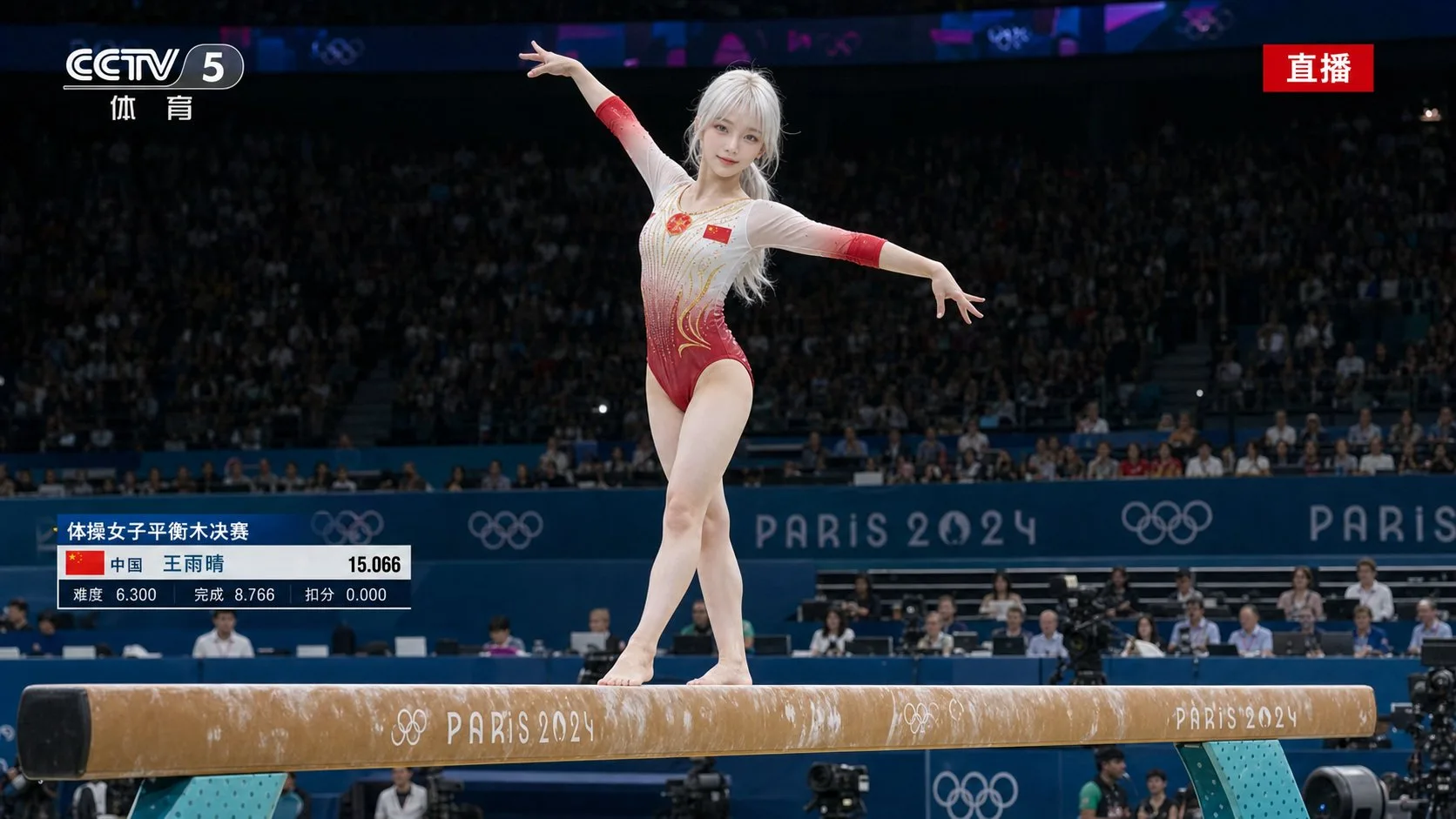 Olympic Gymnastics Broadcast Screenshot generated image example
