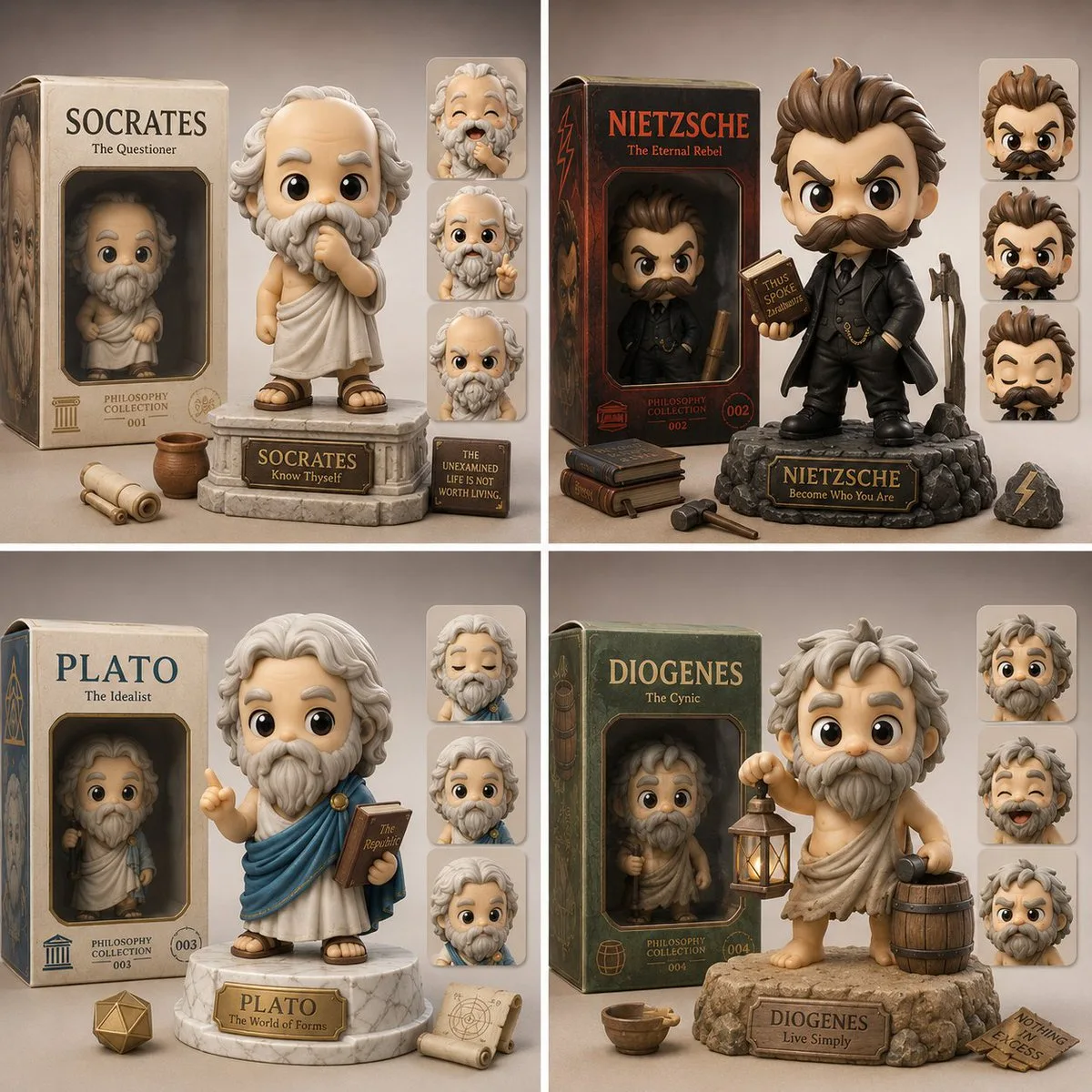 Philosopher Toy Figure 2x2 Grid generated image example