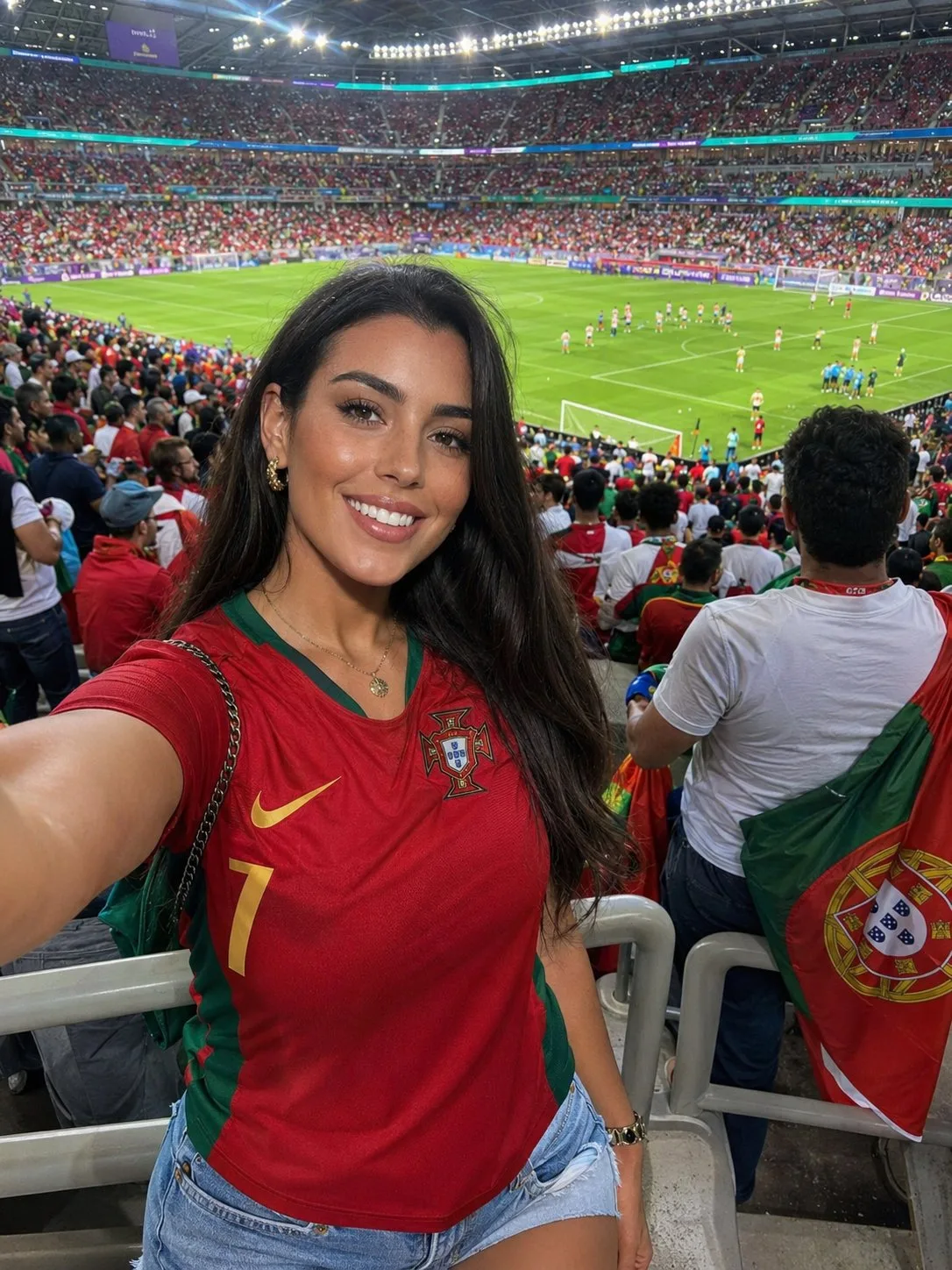 Portugal Fan Girl Stadium Selfie generated image example