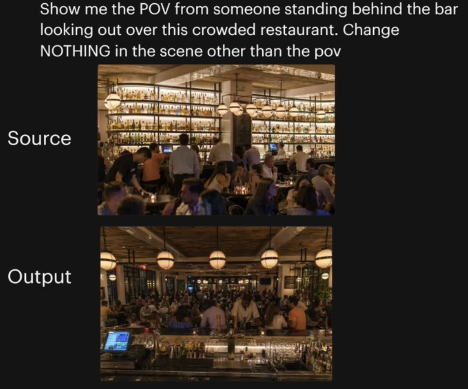 Restaurant POV Change Comparison example output