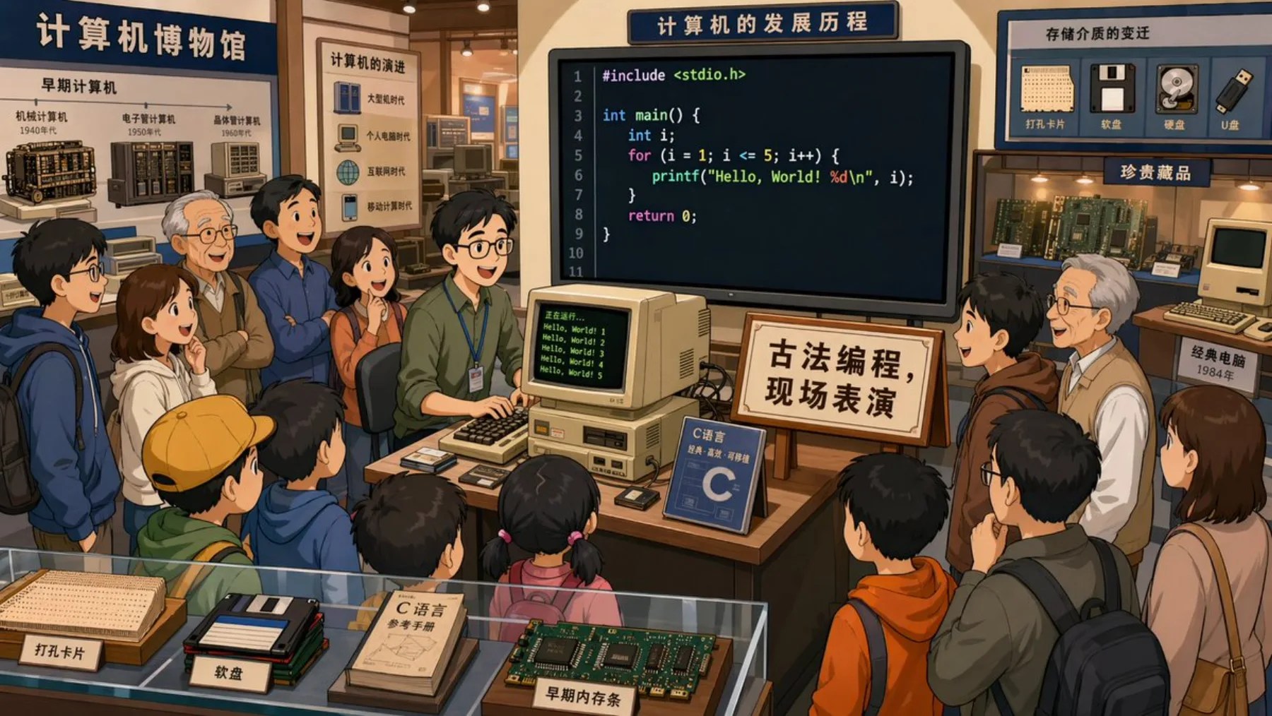 Retro Programming Museum Cartoon example output