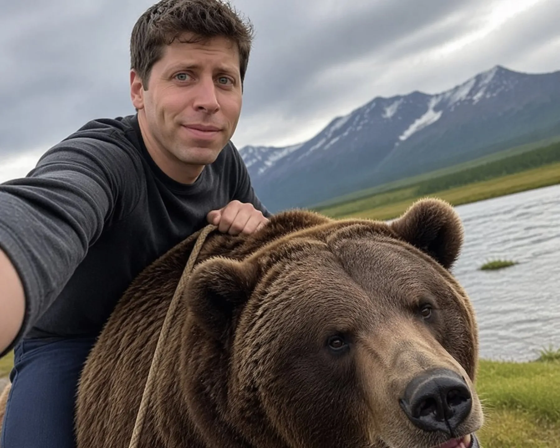 Sam Altman Bear Selfie example output