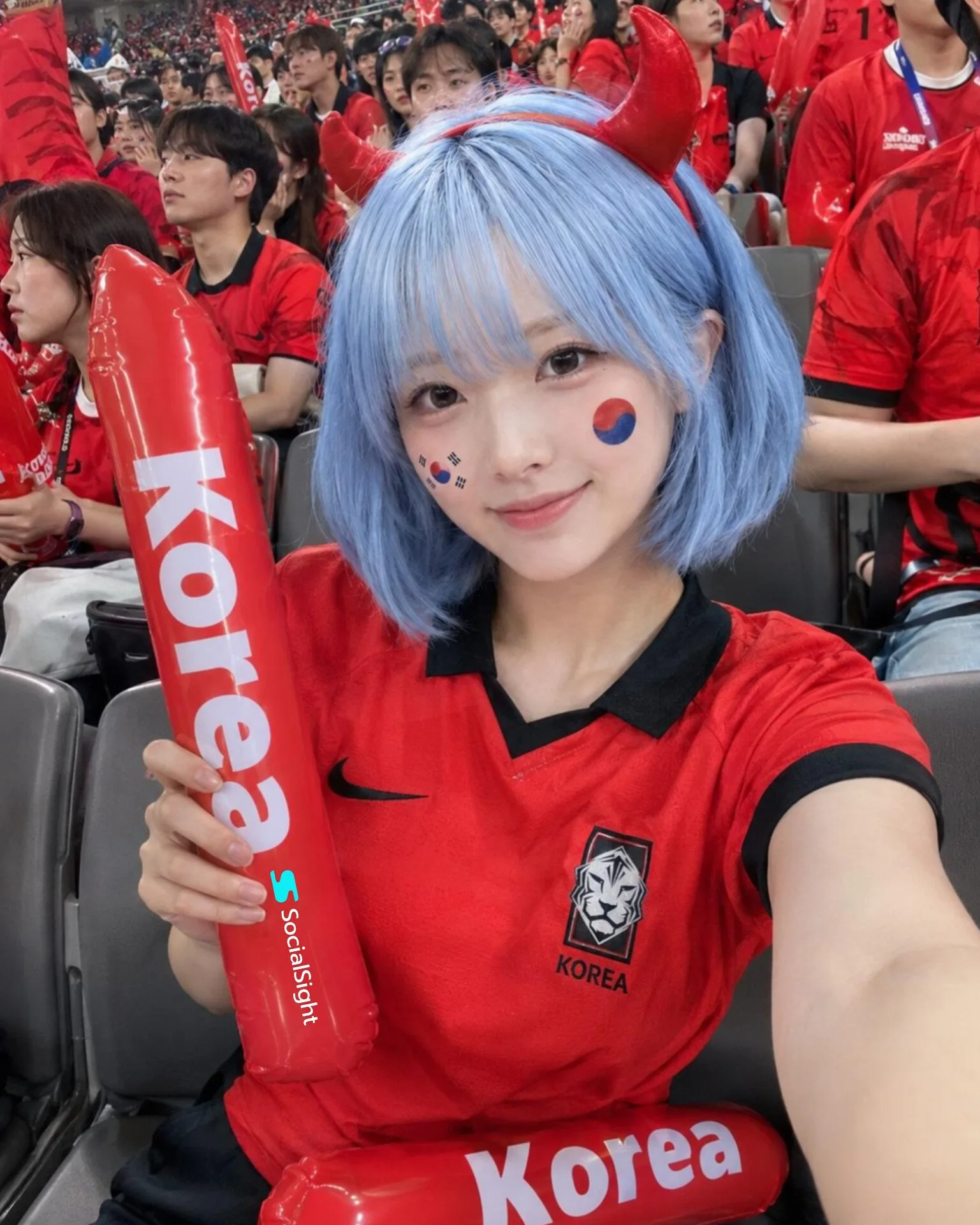 South Korea Stadium Fan Selfie Portrait generated image example