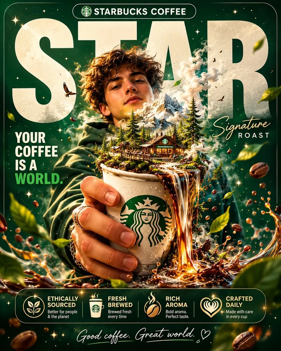 Starbucks Coffee World Surreal Poster generated image variant 3