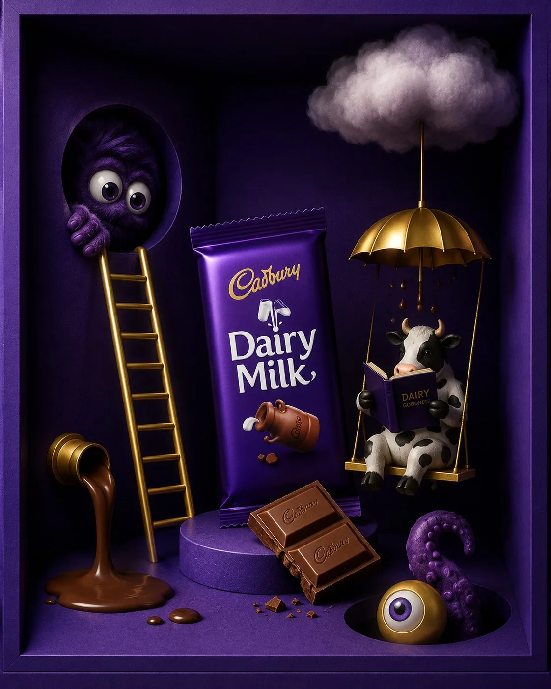 Surreal Shadow Box Snack Brand Ad generated image variant 2