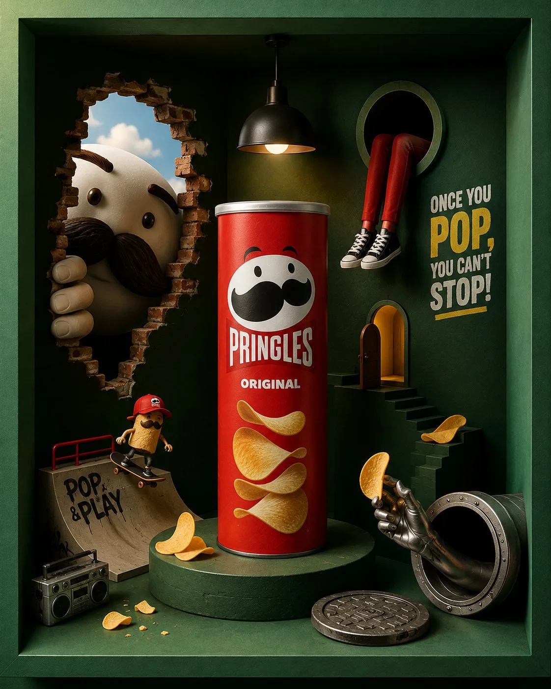 Surreal Shadow Box Snack Brand Ad generated image variant 3