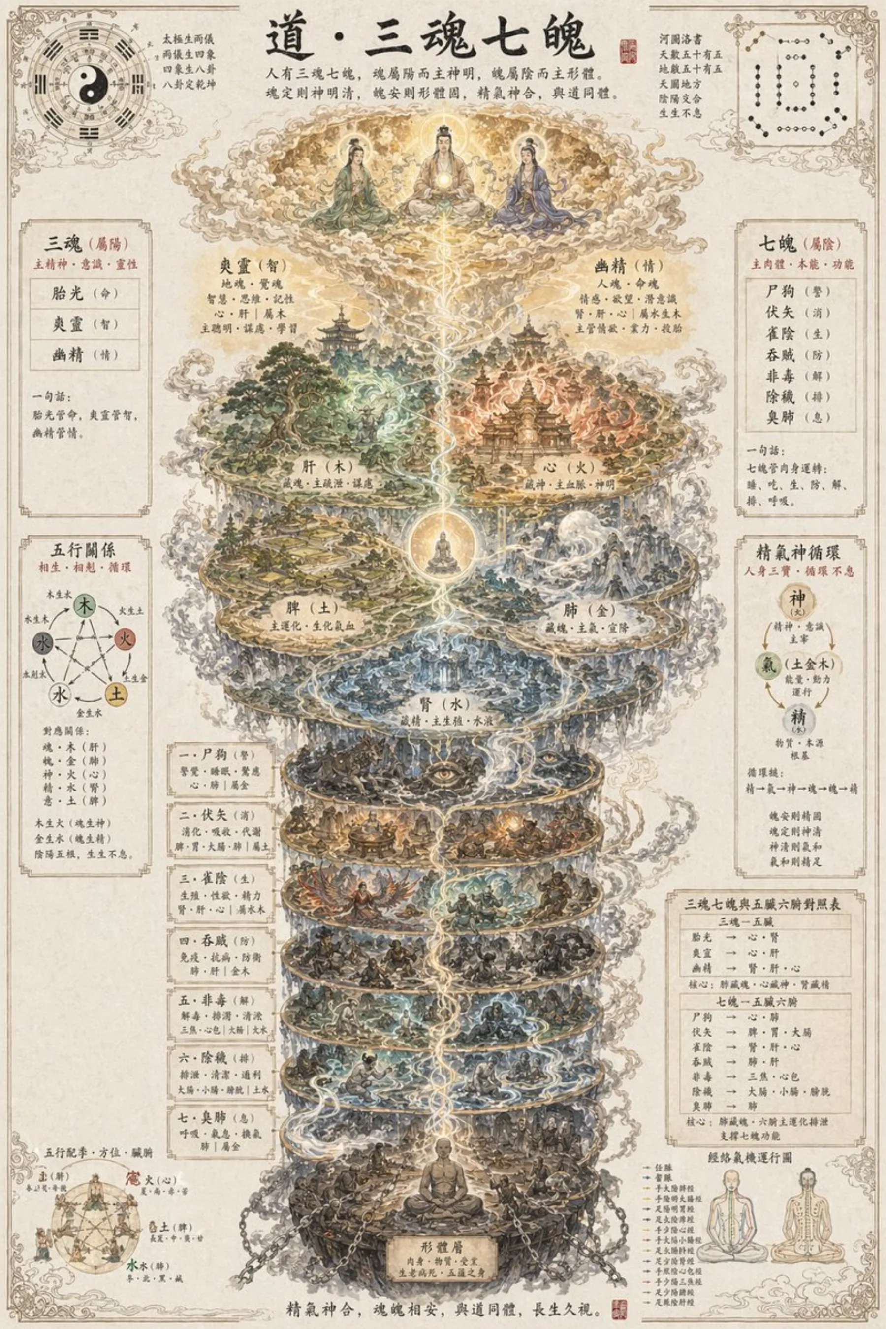 Taoist Three Souls Seven Po Poster example output