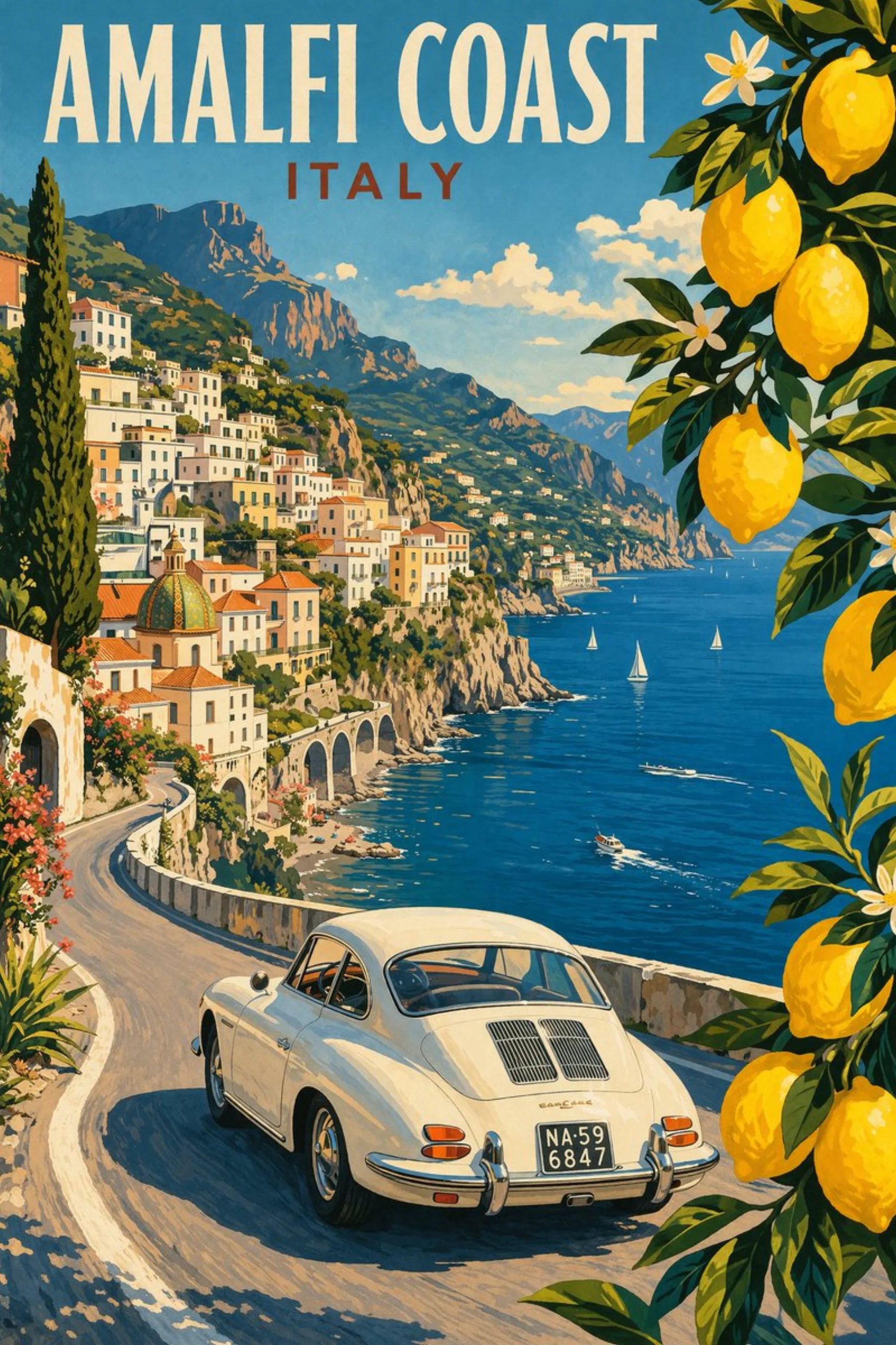 Vintage Amalfi Travel Poster example output