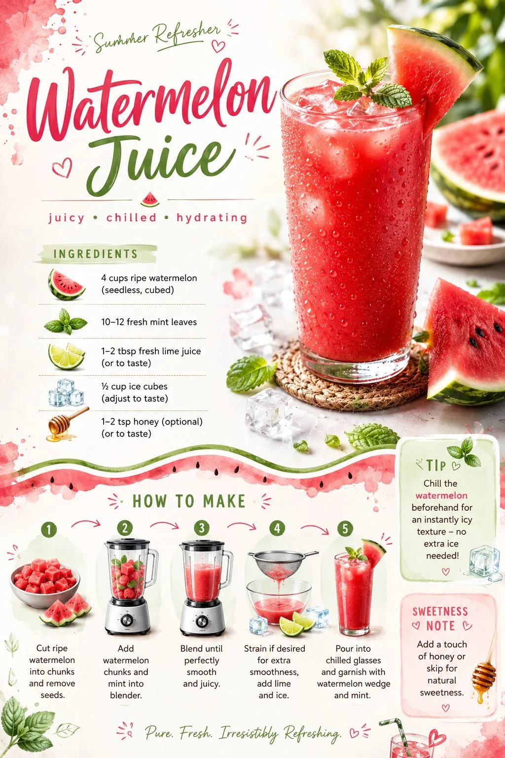 Watermelon Juice Summer Recipe Card generated image example