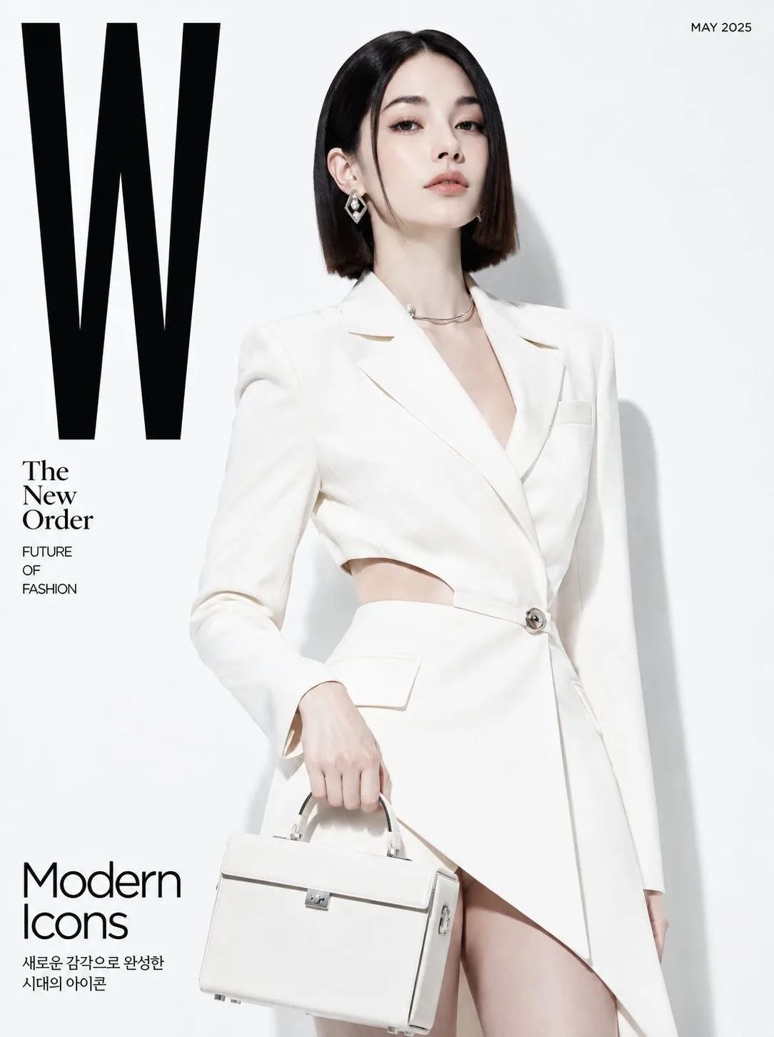 White Blazer Fashion Magazine Cover generated image example