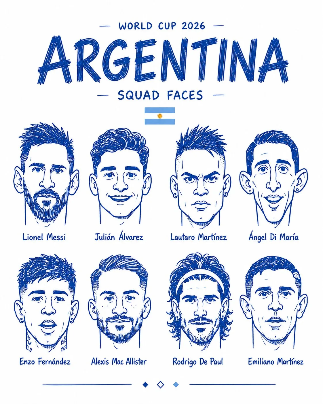 World Cup Doodle Squad Faces Poster generated image example