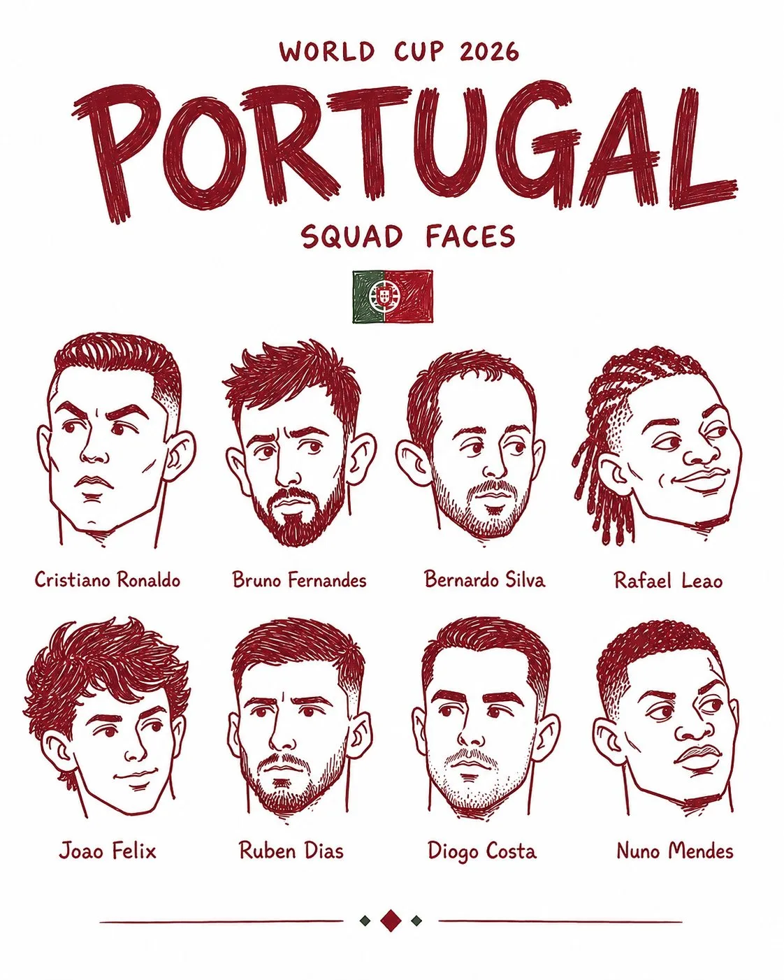 World Cup Doodle Squad Faces Poster generated image variant 2