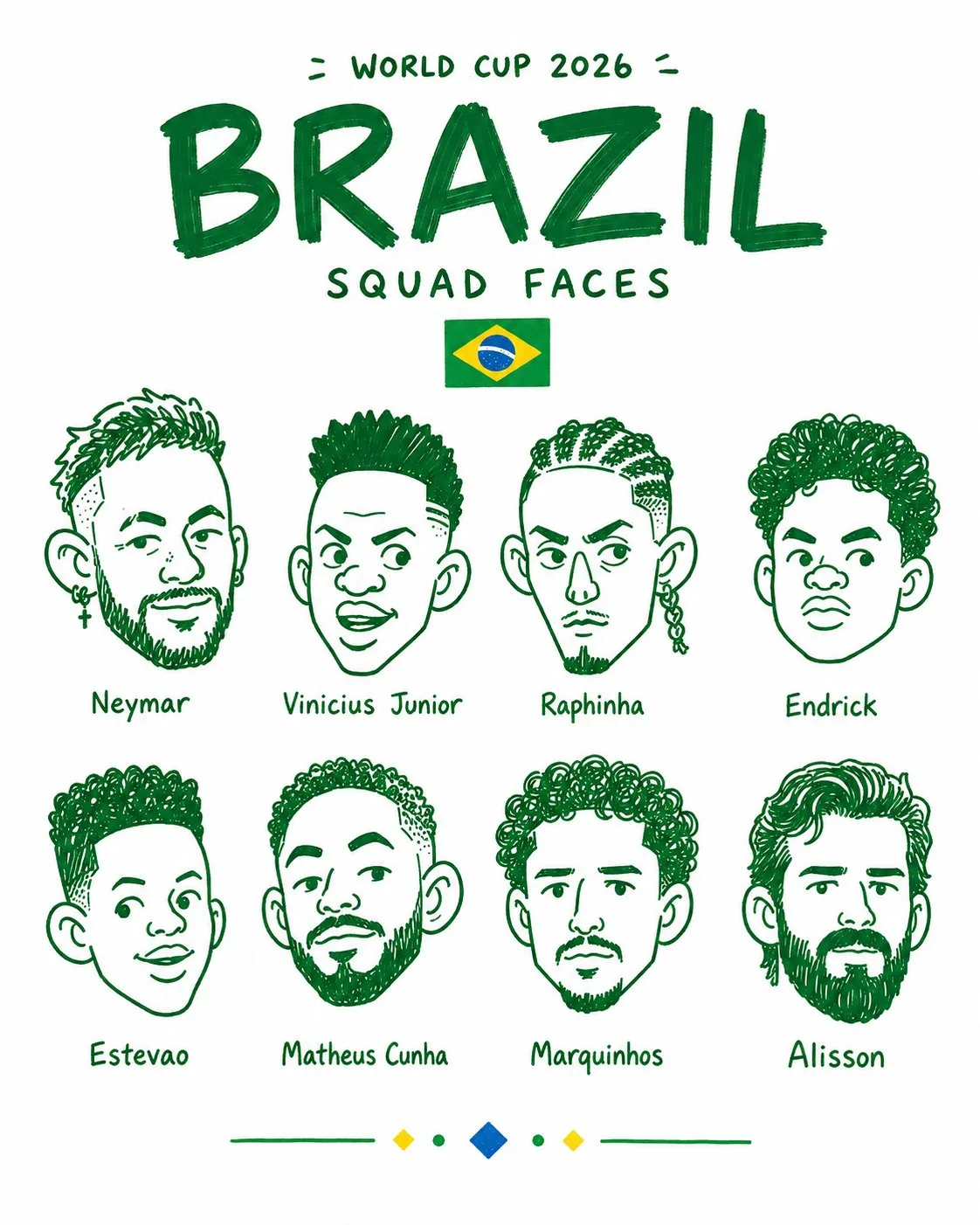 World Cup Doodle Squad Faces Poster generated image variant 4
