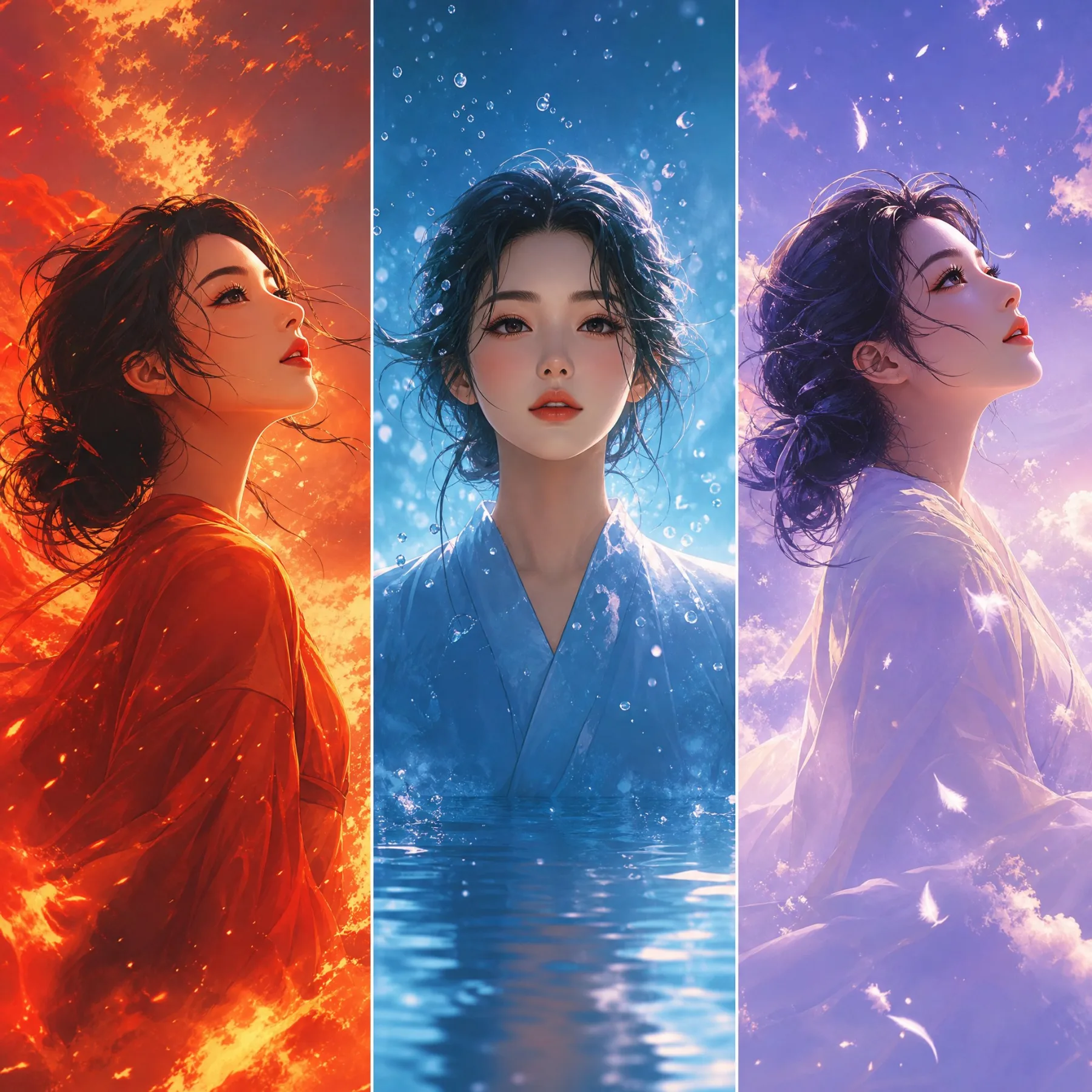 9 16 Vertical Triptych Artwork Featuring Same Female generated image example