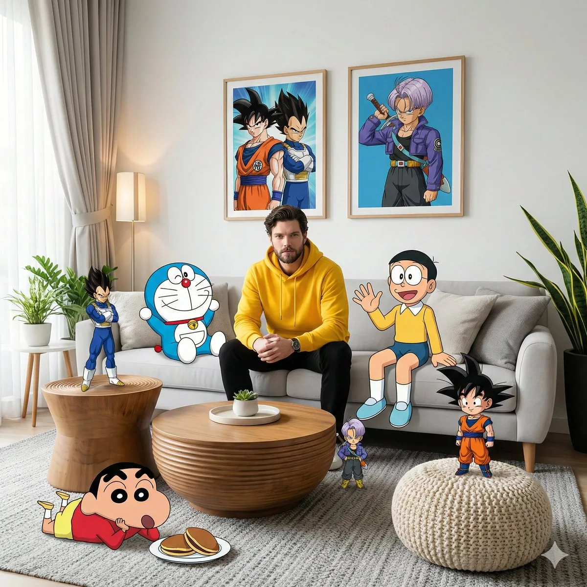 Anime Crossover Living Room Mixed Media Portrait generated image example