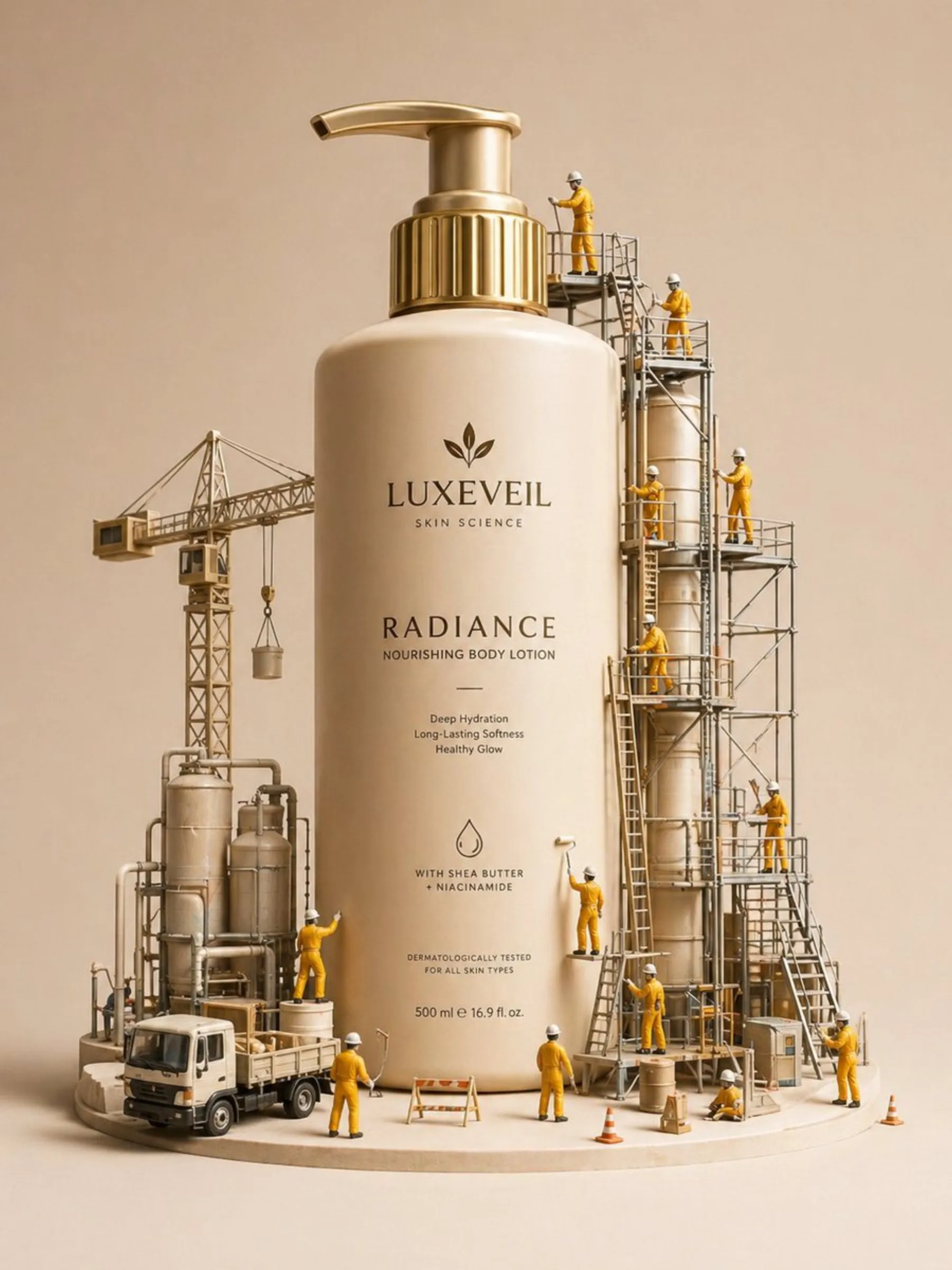 E-commerce Main Image - Miniature Diorama Skincare Advertisement example output