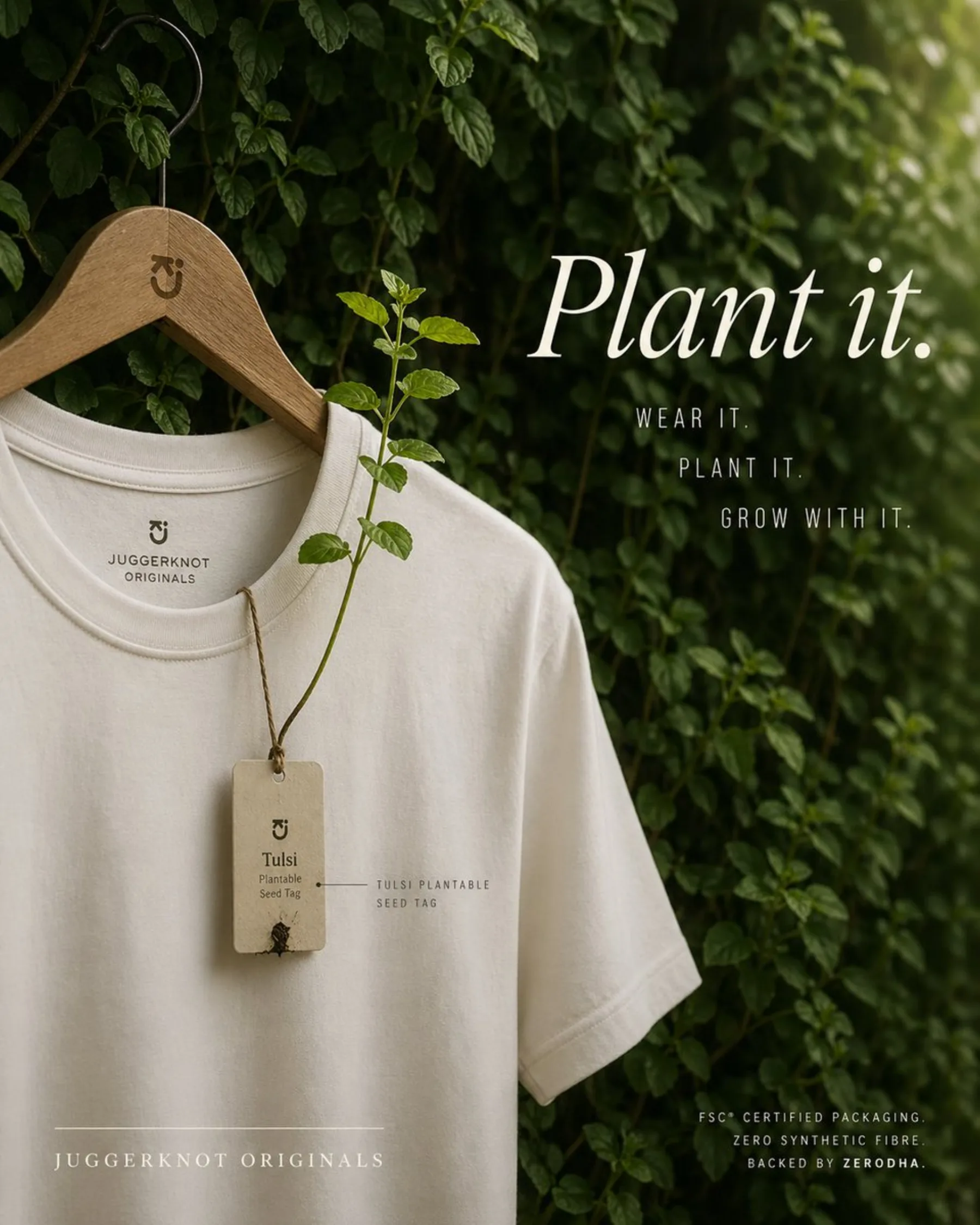 E-commerce Main Image - Sustainable T-Shirt Plantable Tag Ad example output