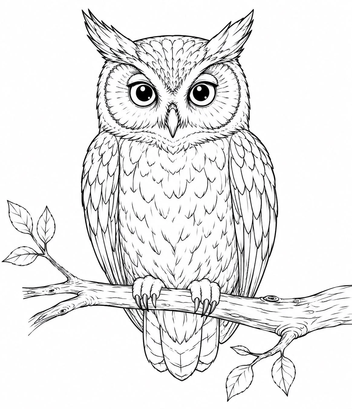 Elegant Owl Line Art Illustration Highly Detailed Black generated image example