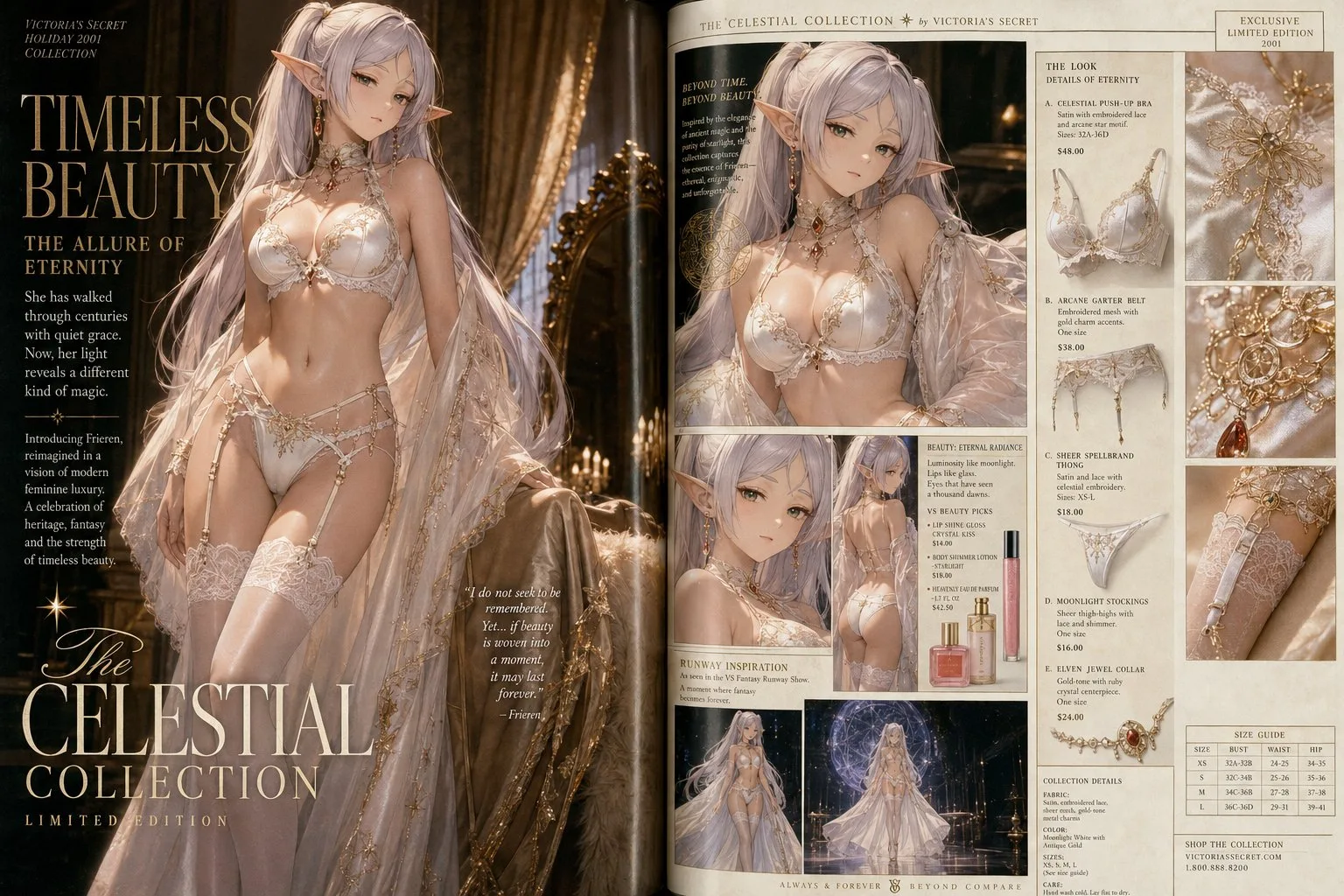 Frieren Victoria Secret Style Magazine Spread generated image example