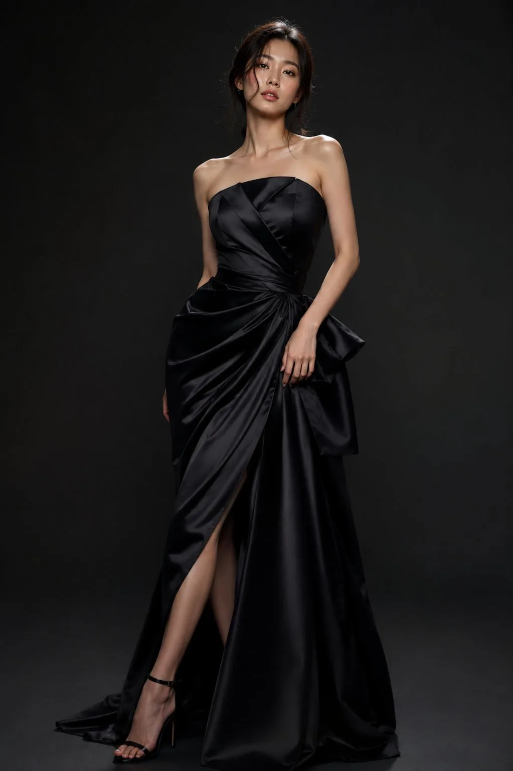 Korean Couture Dark Studio Portrait Series generated image example