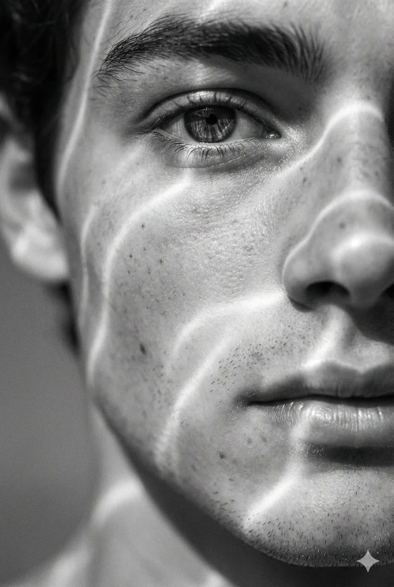 Monochrome ripple light macro portrait generated image example