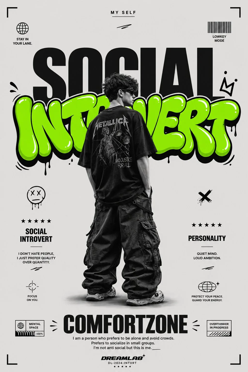 Social introvert streetwear typography poster generated image example
