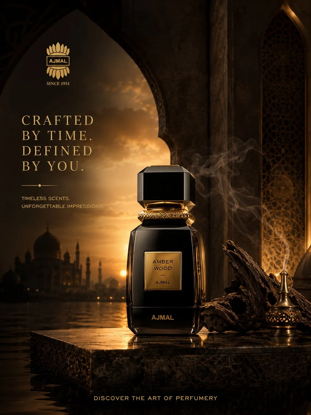 Ultra Luxury Cinematic Advertisement Ajmal Perfume Bottle Placed Insi... generated image example