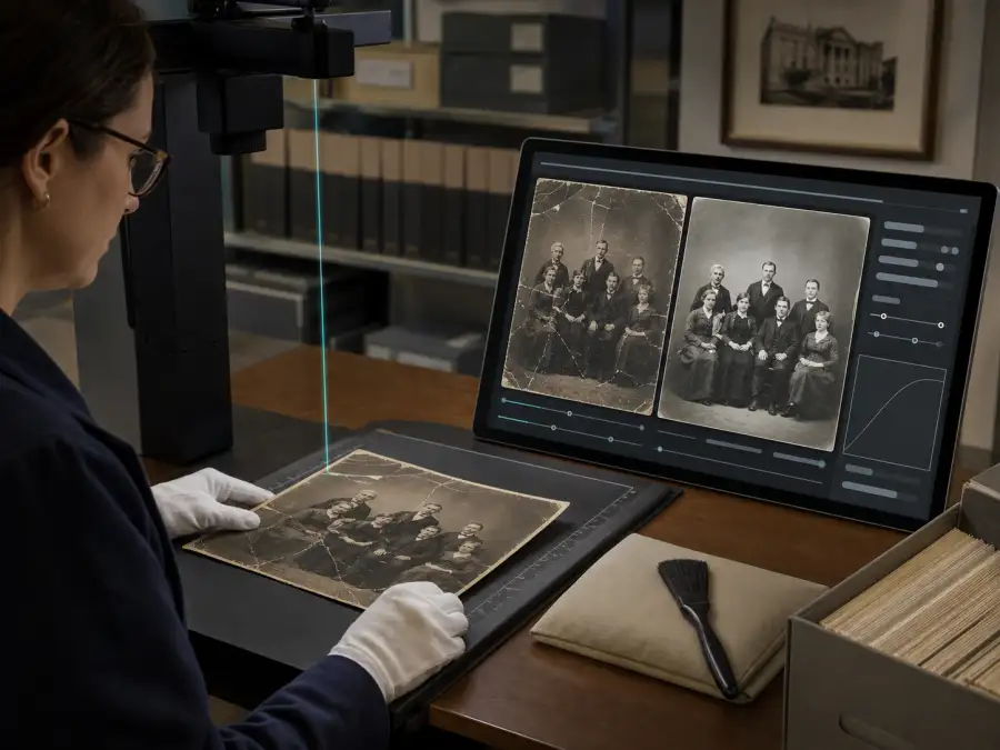 Museum curator using AI to restore historical archive photos
