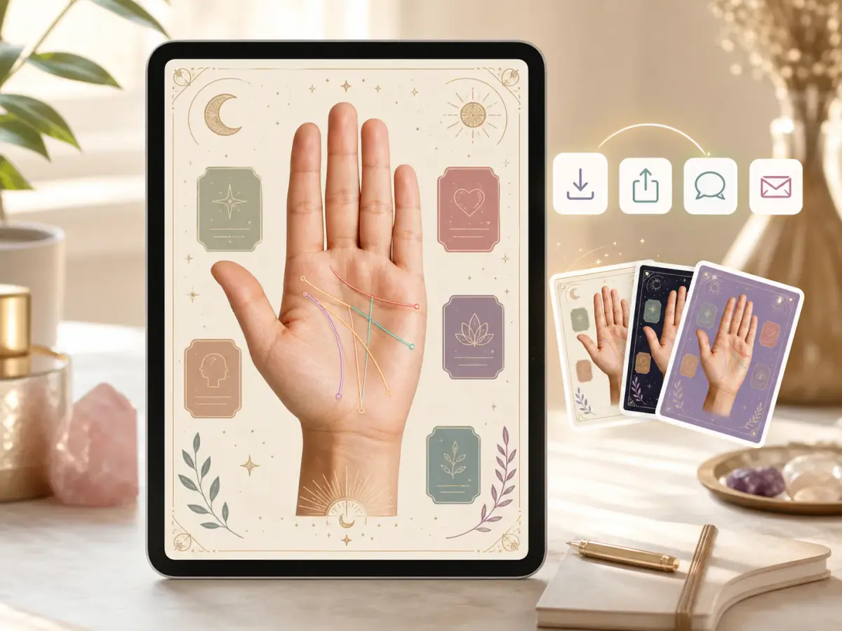 Completed AI palm reading poster ready to download and share